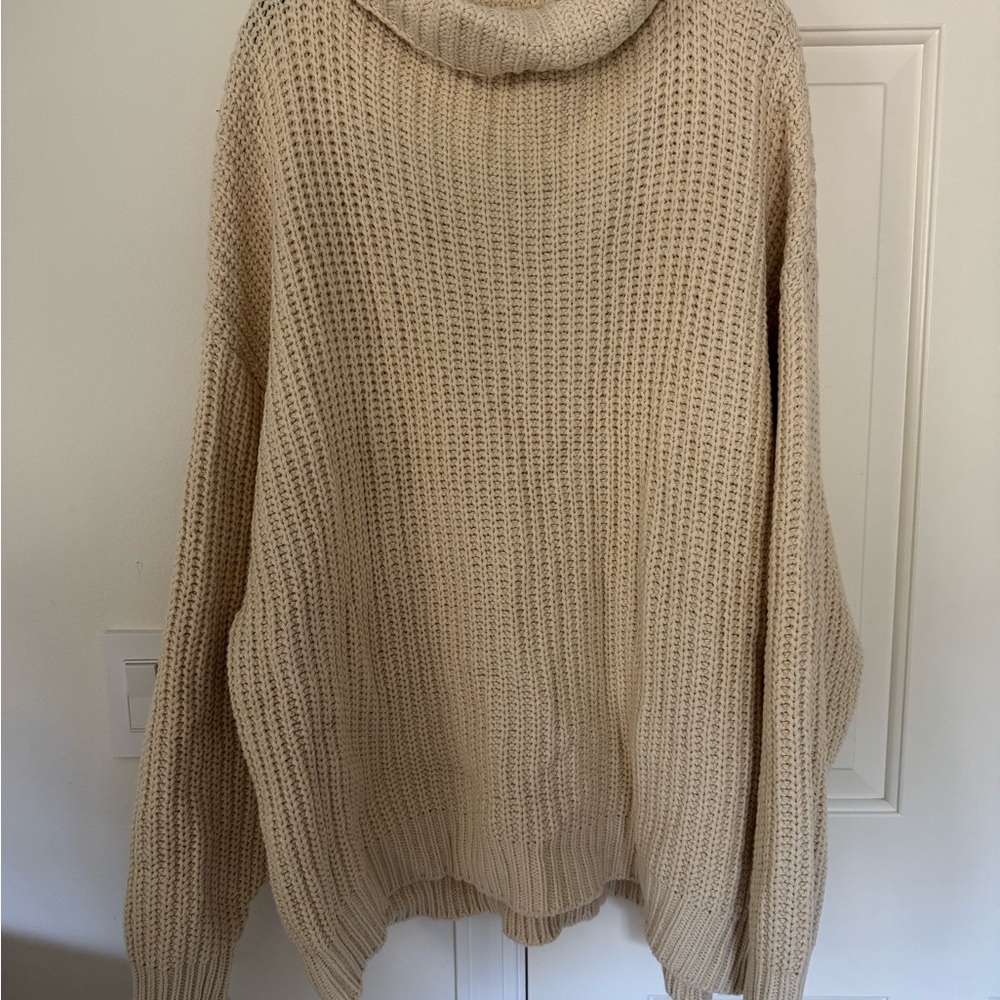 Free People Cream Cowl Neck Sweater